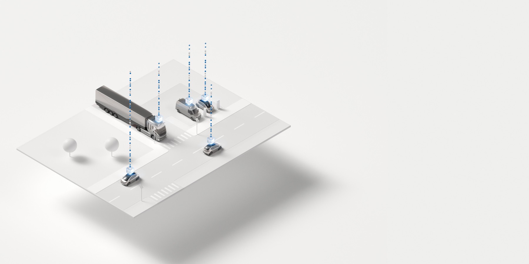 Overview with four platforms that abstractly show the cybersecurity procedure from development to operation