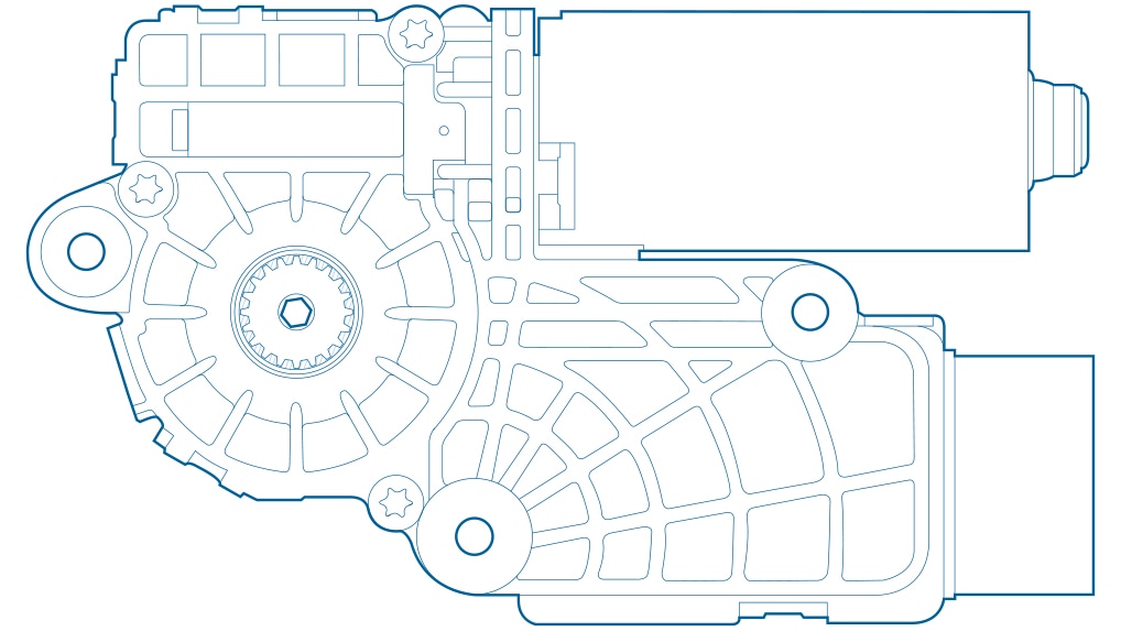 Detail view of sunroof drive NSA-R2